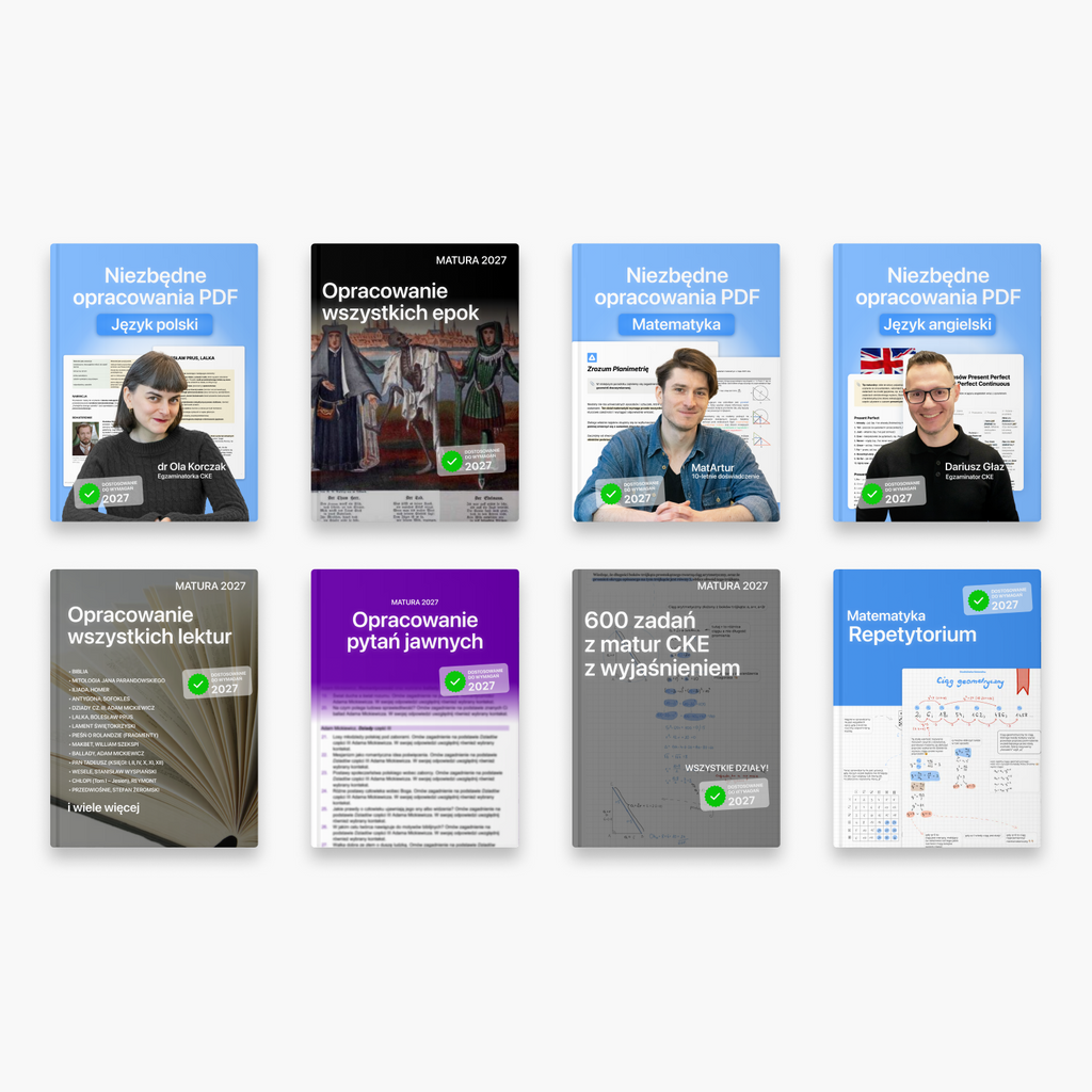 Zestaw opracowań na maturę 2027 - polski, matematyka, angielski (wersja pdf)