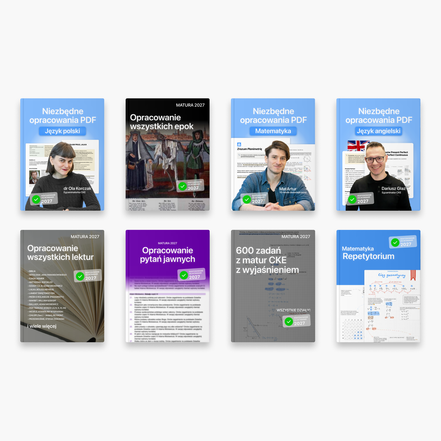 Zestaw opracowań na maturę 2027 - polski, matematyka, angielski (wersja pdf)