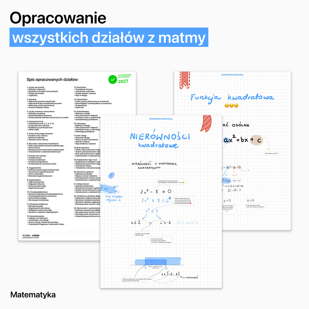 Zestaw opracowań na maturę 2027 - polski, matematyka, angielski (wersja pdf)