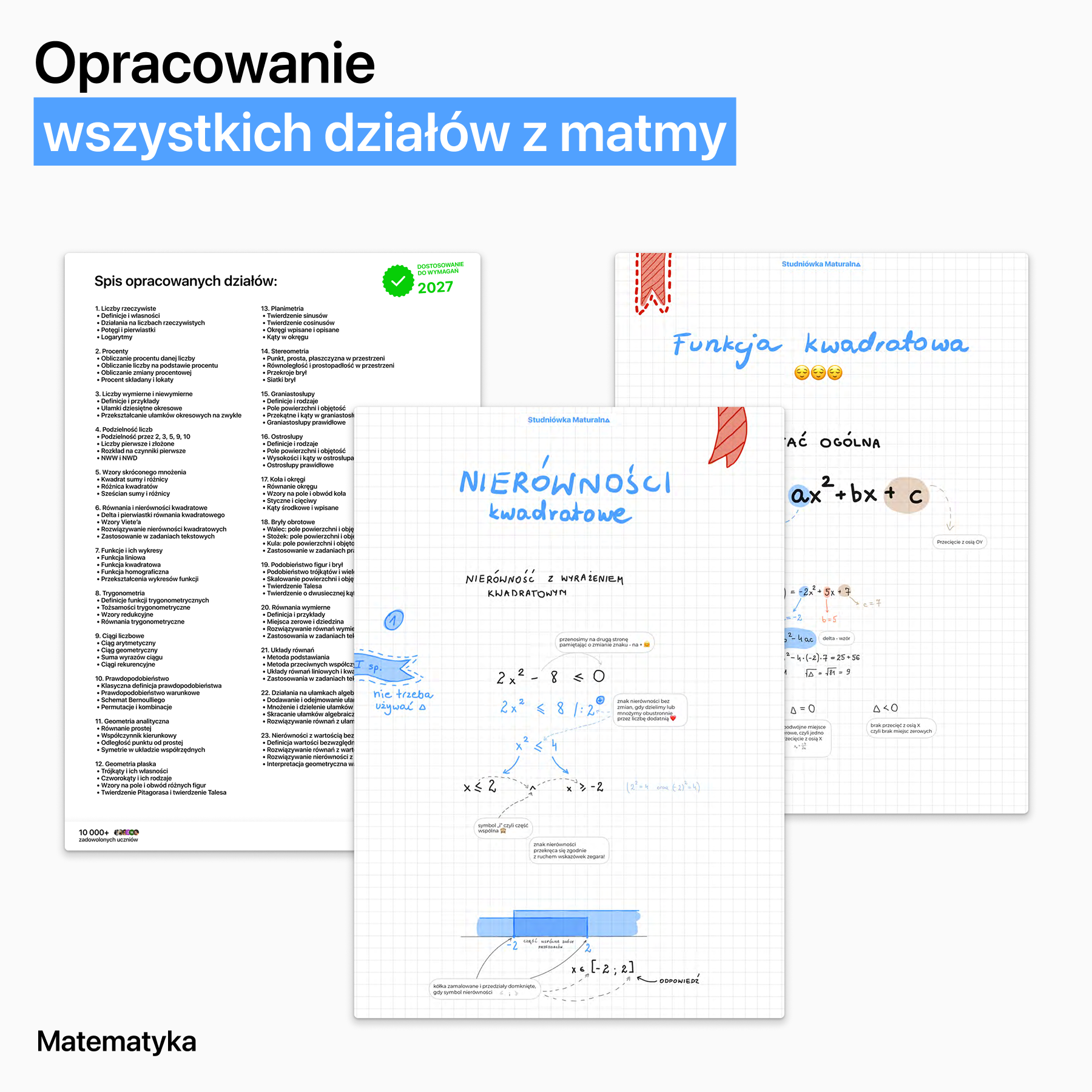 Zestaw opracowań na maturę 2027 - polski, matematyka, angielski (wersja pdf)